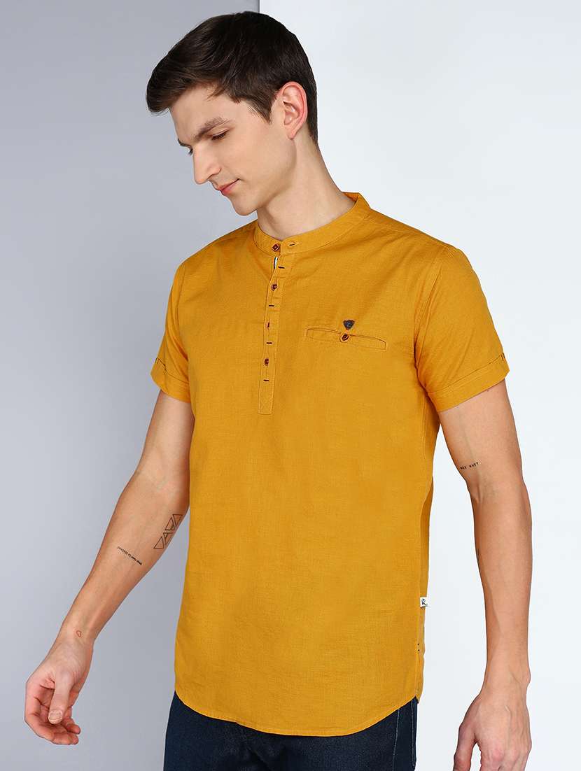 men solid mandarin neck short kurta - 22451614 -  Standard Image - 2