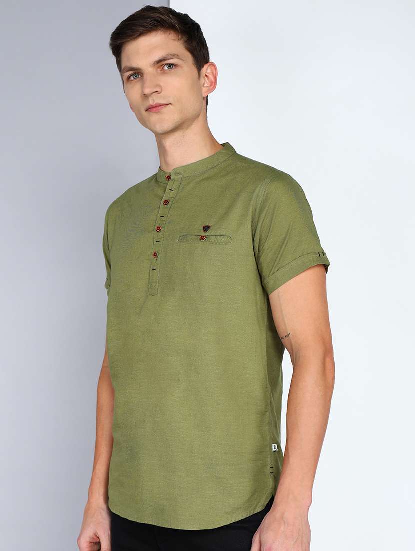 men solid mandarin neck short kurta - 22451616 -  Standard Image - 2