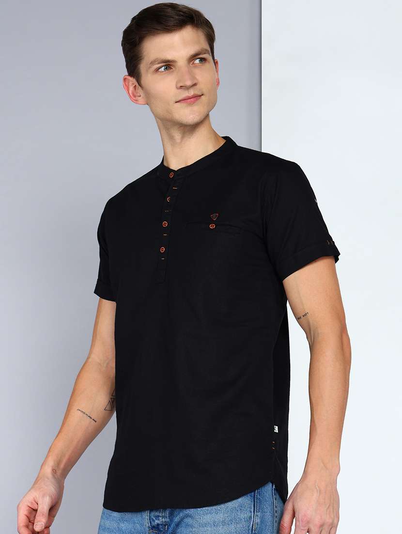 men solid mandarin neck short kurta - 22451617 -  Standard Image - 2