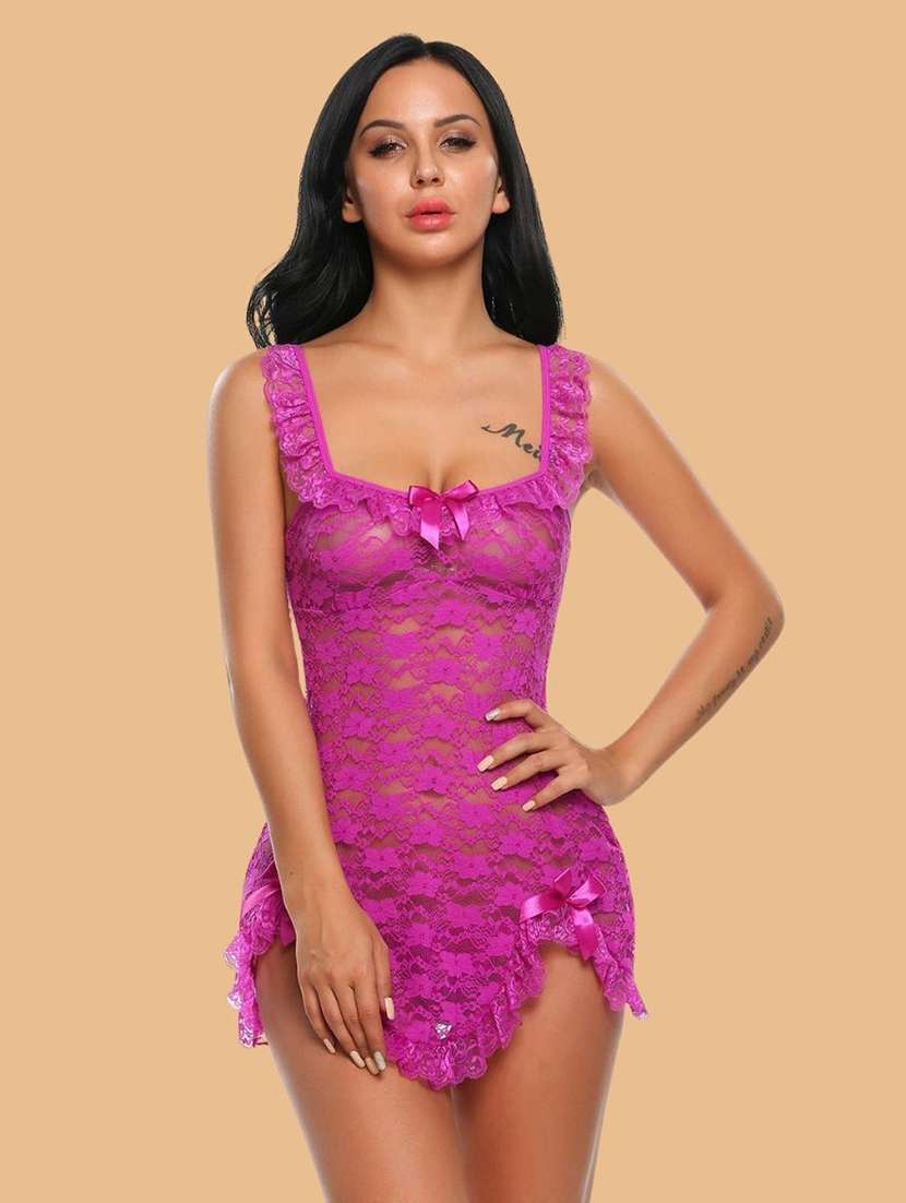 women solid purple nylon camisole