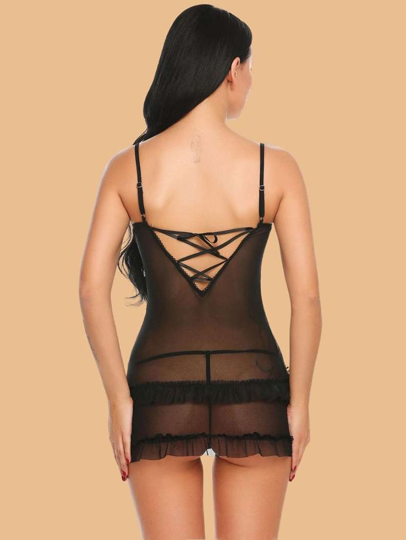women solid black nylon camisole - 22451677 -  Standard Image - 2