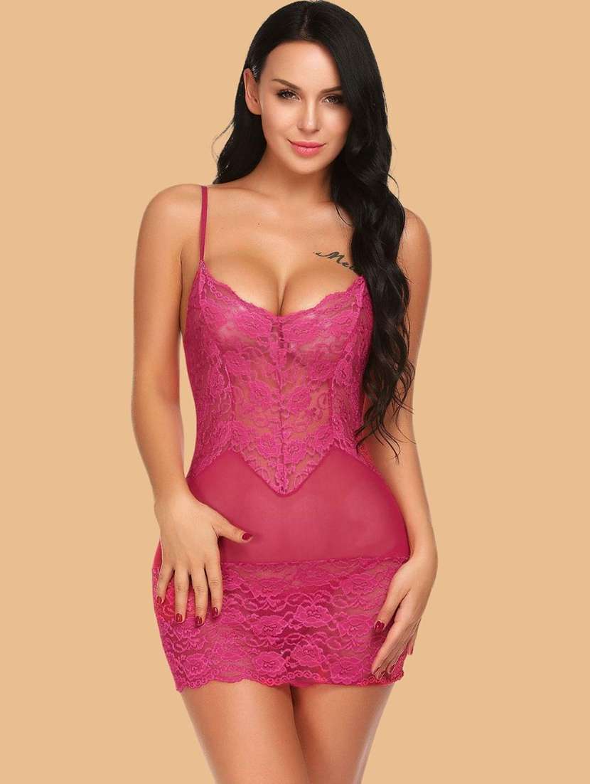 women solid pink nylon camisole