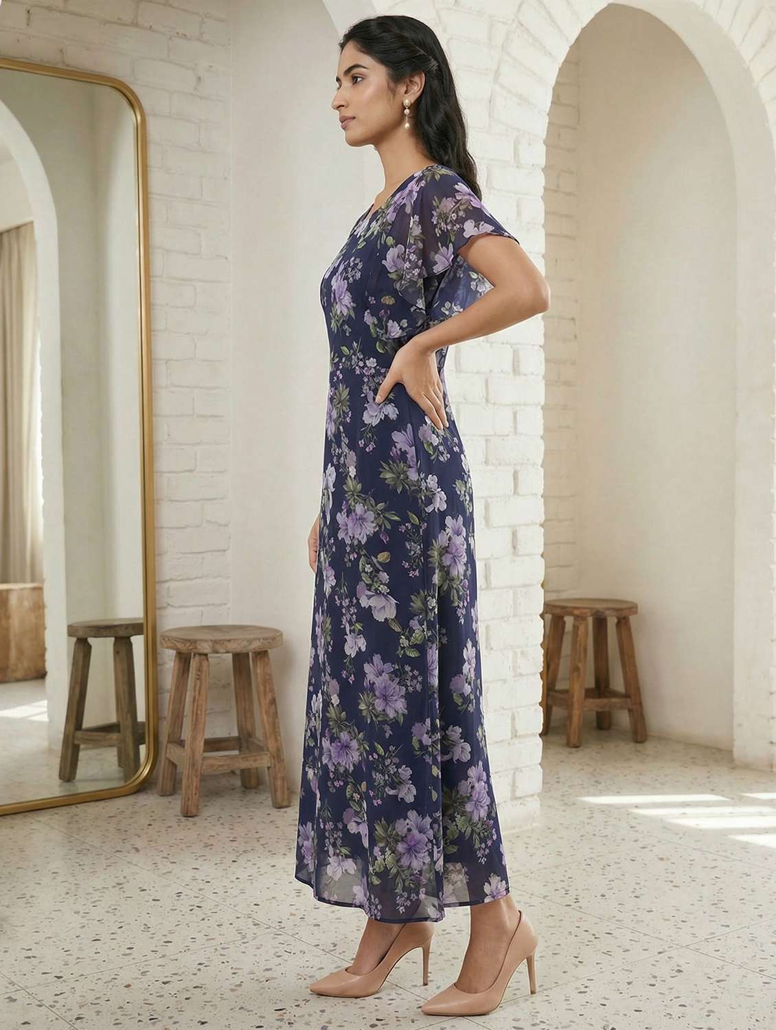 woemn floral round neck a-line dress - 22451708 -  Standard Image - 2