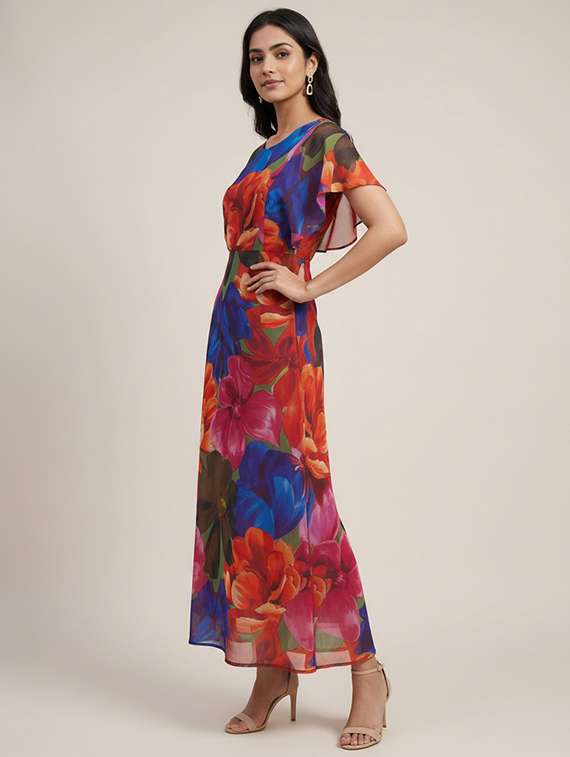 woemn floral round neck a-line dress - 22451709 -  Standard Image - 2
