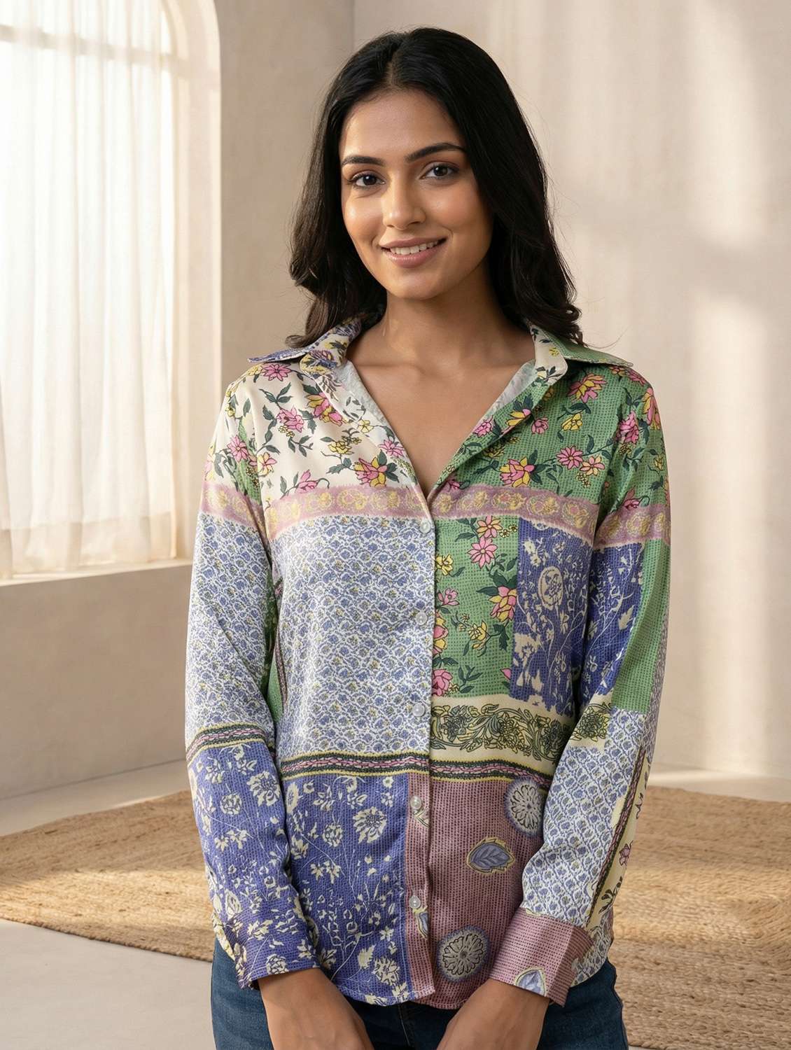 women printed long sleeve regular fit shirt - 22451712 -  Standard Image - 2