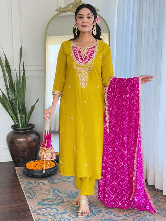 women yellow kurta pant set - 22451851 -  Standard Image - 2