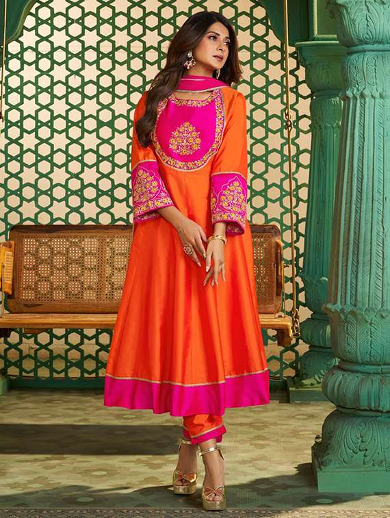 women orange kurta pant set - 22451877 -  Standard Image - 2