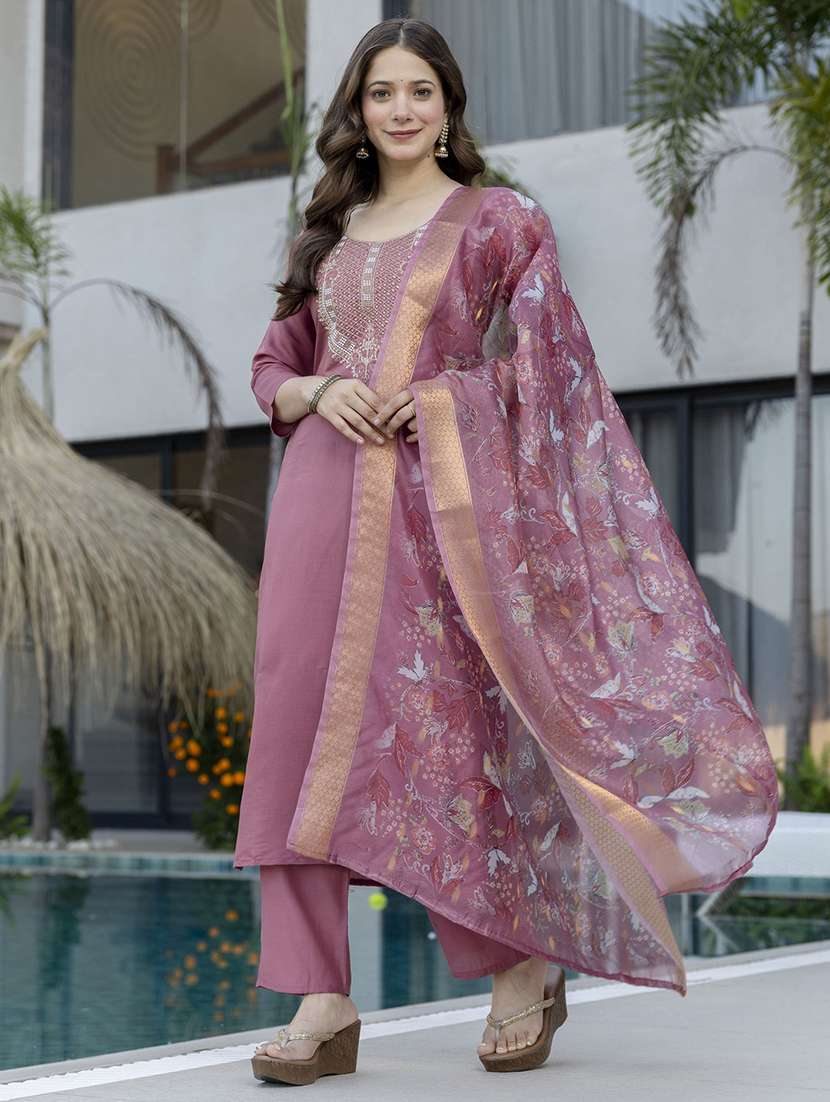 women pink solid  kurta pant set - 22451884 -  Standard Image - 2