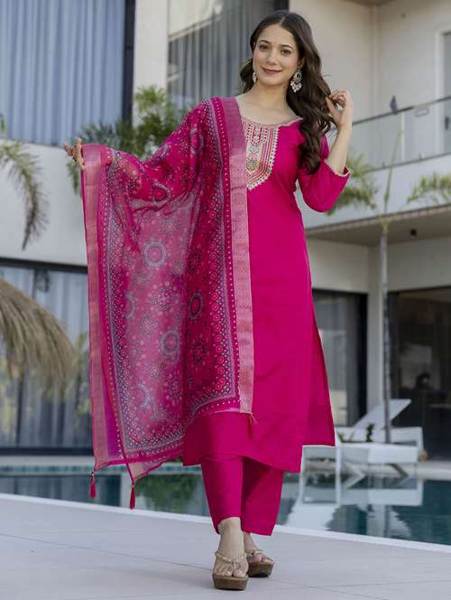 Women Pink Kurta Pant Set