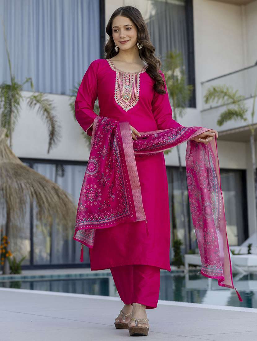women pink kurta pant set - 22451889 -  Standard Image - 7