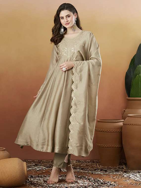 women cream kurta pant set - 22451898 -  Standard Image - 2