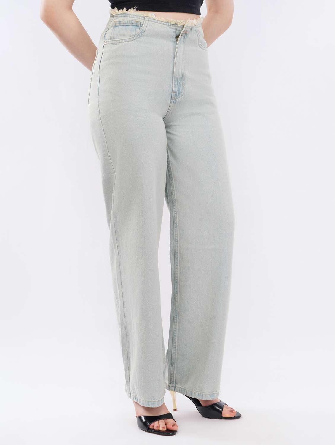 women solid high rise straight jean - 22451911 -  Standard Image - 2