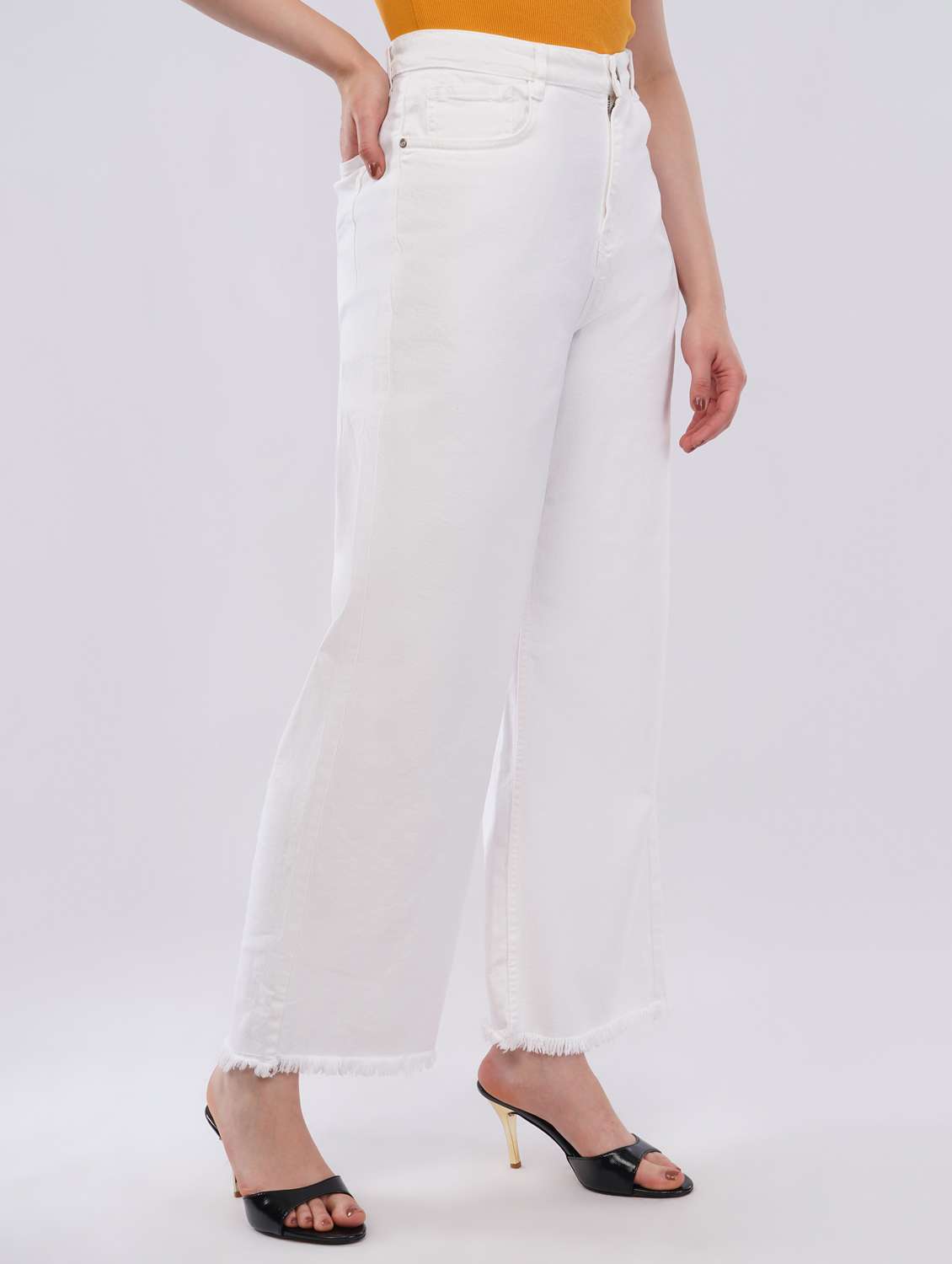women solid high rise wide leg jean - 22451912 -  Standard Image - 2