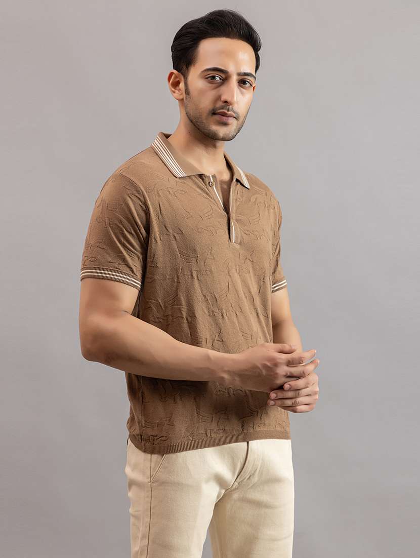 men brown cotton plain t-shirt - 22451960 -  Standard Image - 2