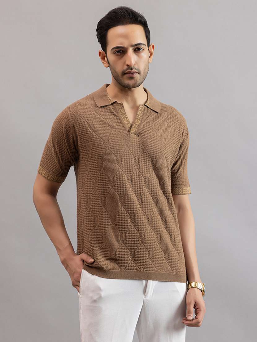 men brown cotton plain t-shirt - 22451966 -  Standard Image - 2