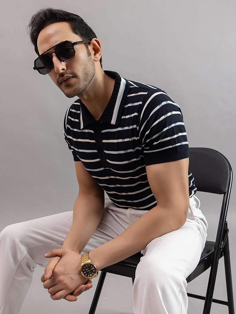 men navy blue cotton plain t-shirt - 22451969 -  Standard Image - 2