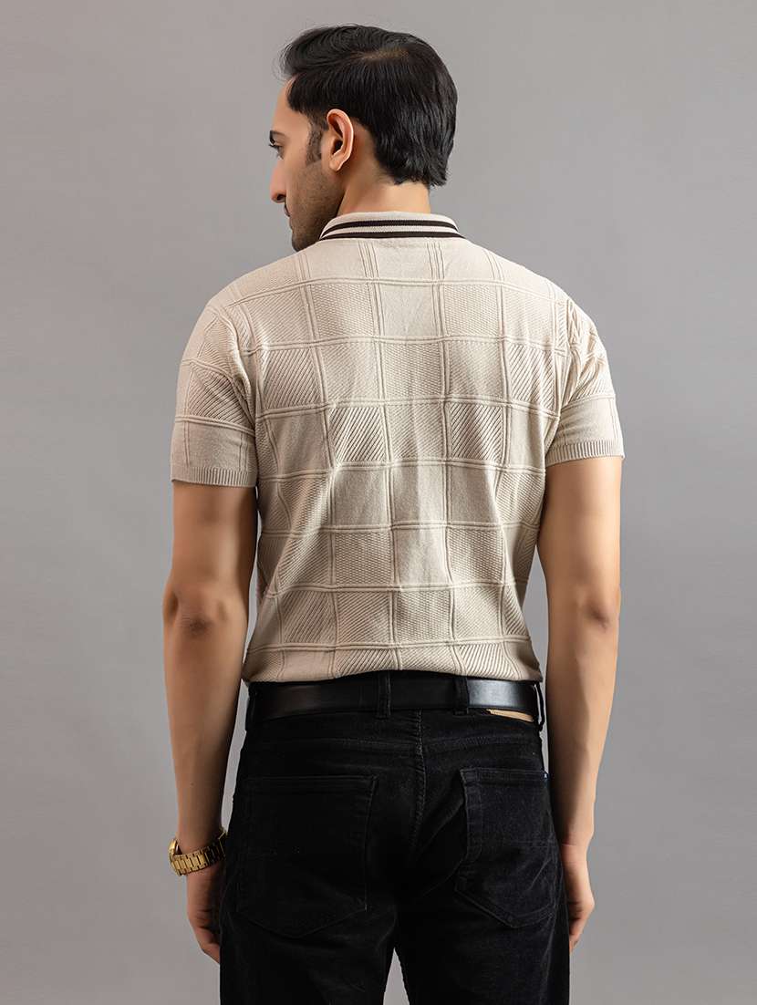 men cream cotton plain t-shirt - 22451974 -  Standard Image - 2
