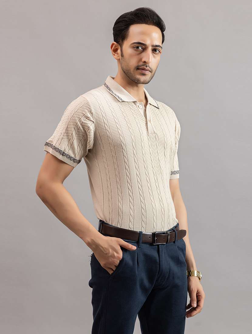 men cream cotton plain t-shirt - 22451974 -  Standard Image - 7