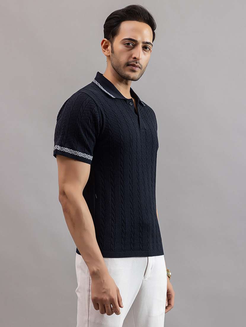 men navy blue cotton plain t-shirt - 22451976 -  Standard Image - 2