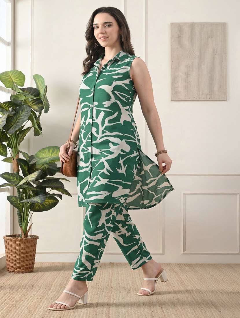 women printed sleeveless ethnic co-ord set - 22451992 -  Standard Image - 2