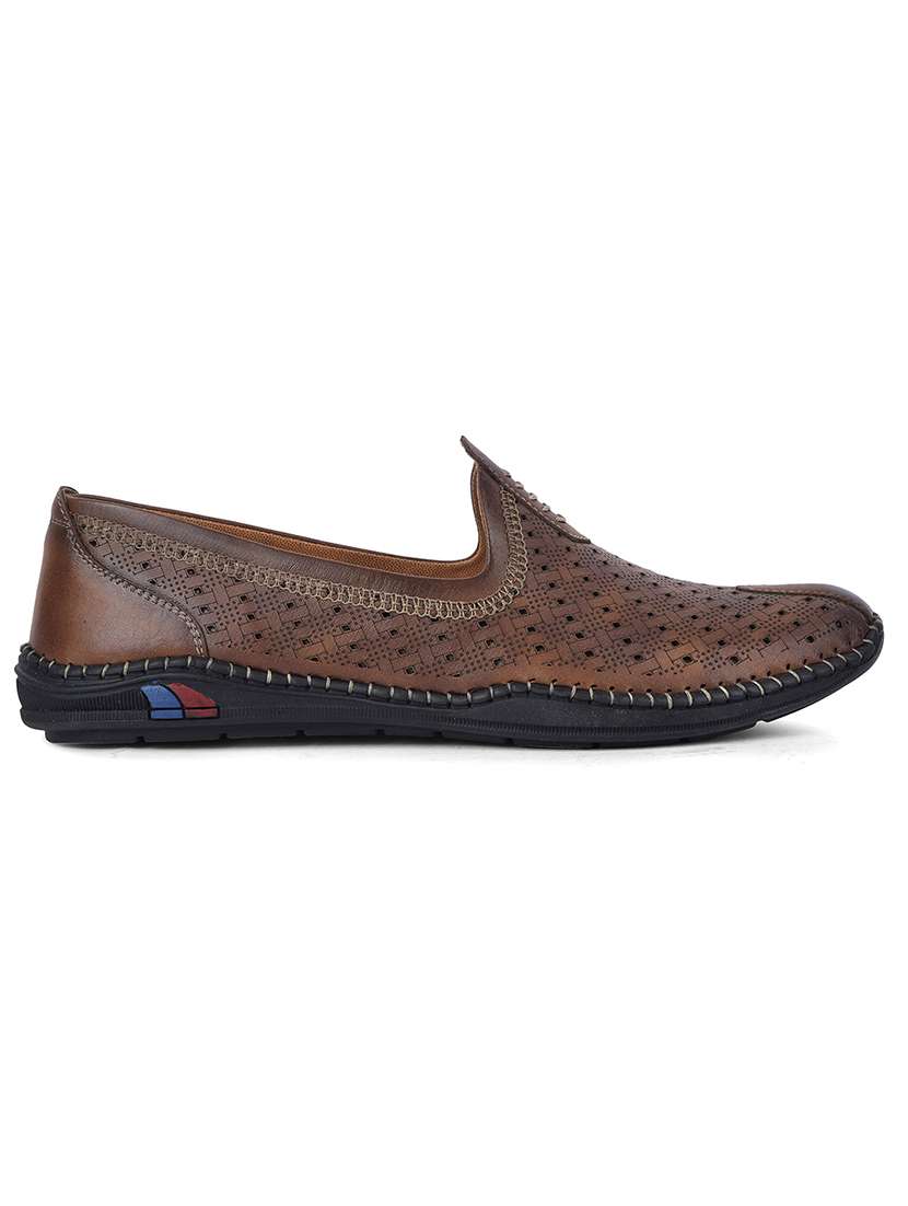 men brown slip on jutis - 22452018 -  Standard Image - 2