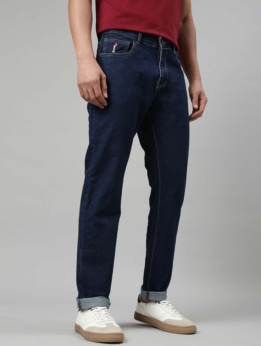 men plain mid rise full length tapered jeans - 22452025 -  Standard Image - 2
