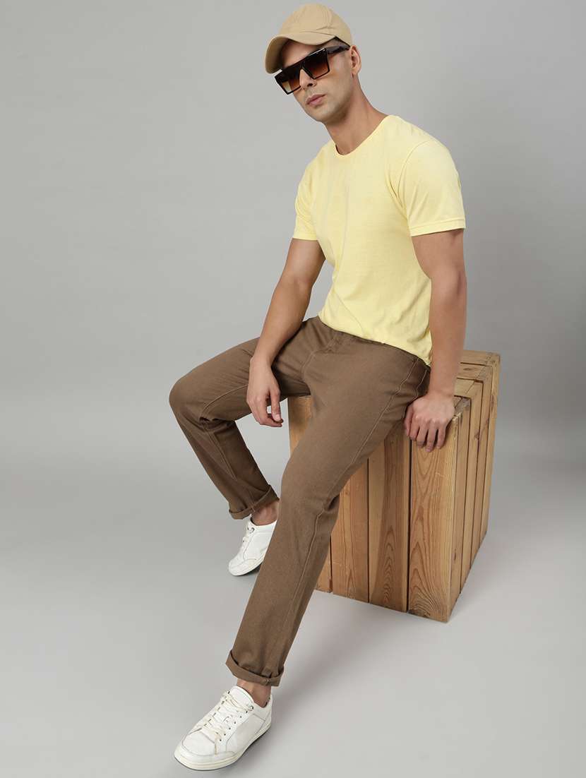 men plain mid rise full length tapered jeans - 22452030 -  Standard Image - 7