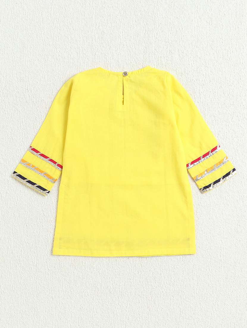 girls yellow cotton gota patti kurta sharara set - 22452088 -  Standard Image - 2