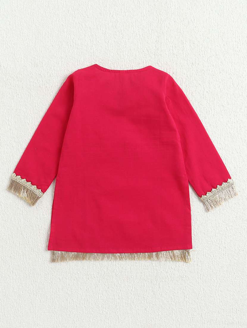 kids pink cotton kurta sharara set suit set - 22452090 -  Standard Image - 2