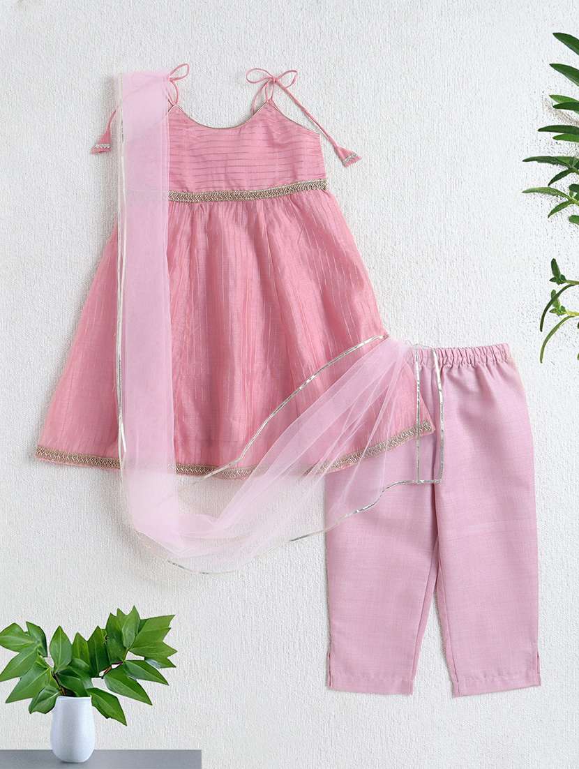 girls pink polyester suit set