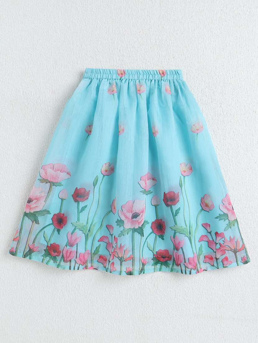 girl light blue polyester lehenga choli - 22452124 -  Standard Image - 2