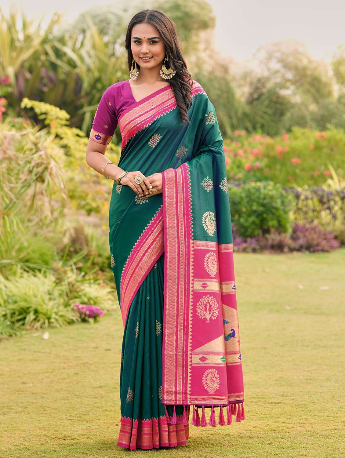 women self design paithani saree with blouse