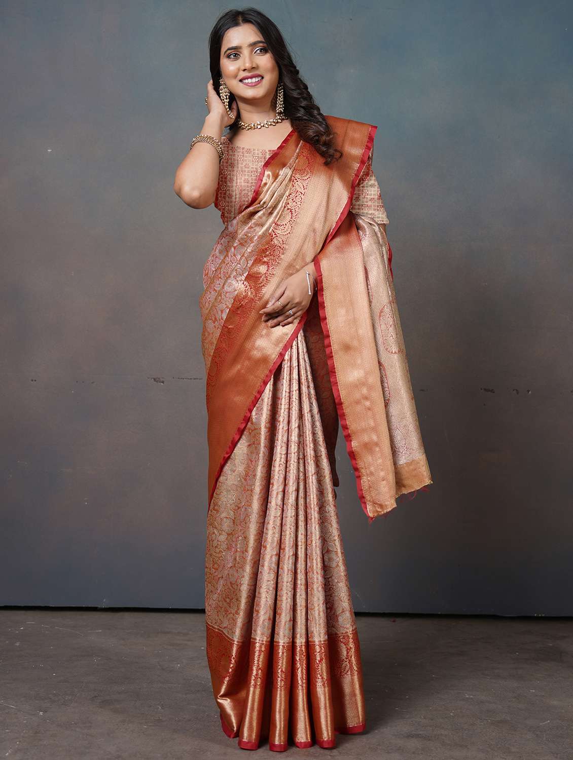 women self design kanjivaram saree with blouse - 22452309 -  Standard Image - 2