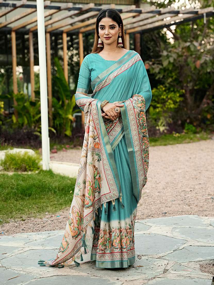 women printed casual wear saree with blouse - 22452315 -  Standard Image - 2