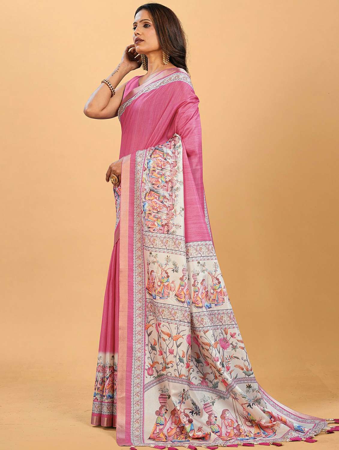 women printed casual wear saree with blouse - 22452317 -  Standard Image - 2