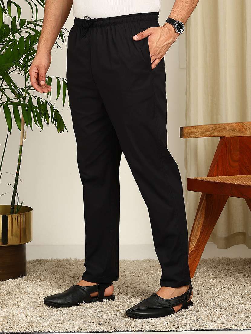 men solid black cotton pyjama - 22452386 -  Standard Image - 2