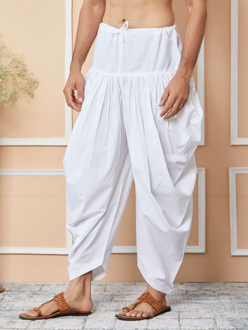 men solid white cotton pyjama - 22452388 -  Standard Image - 2