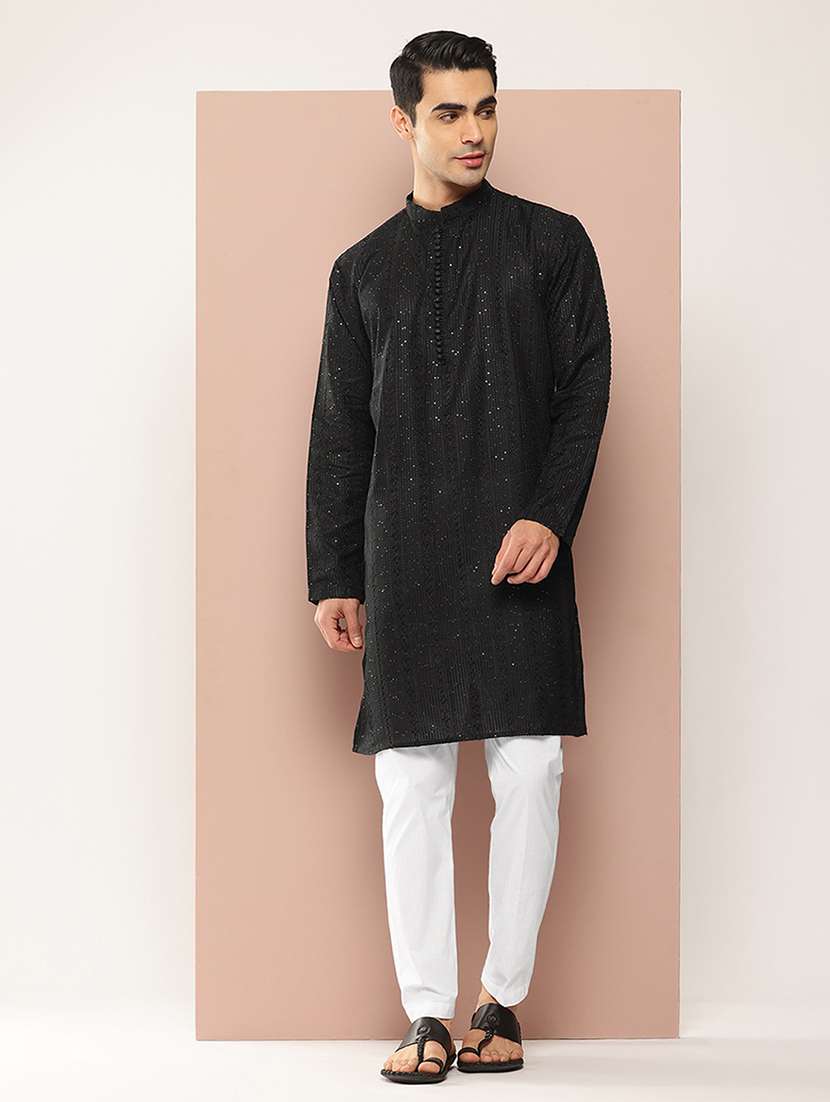 Men Long Sleeve Kurta And Pyjama Ethnic Set - 22452776 -  Standard Image - 2