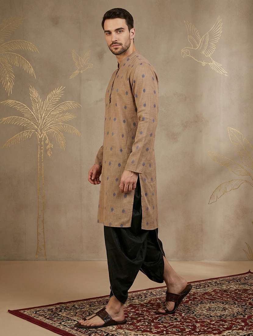 men self design mandarin neck long kurta - 22453032 -  Standard Image - 2