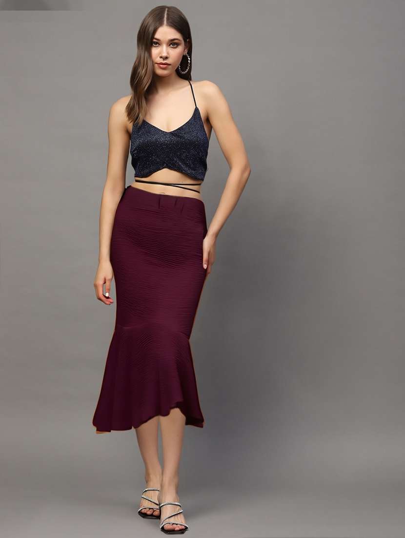 women rust polyester flared skirt - 22453236 -  Standard Image - 2