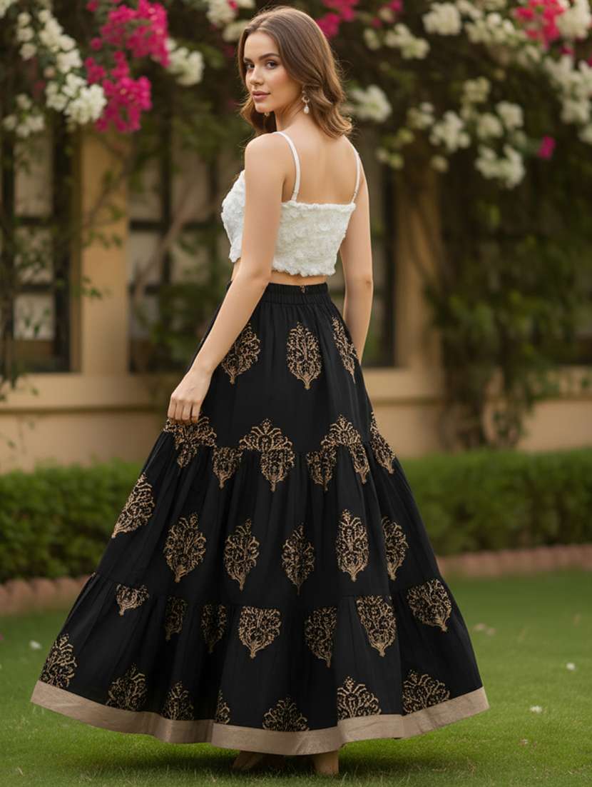 women black cotton a-line skirt - 22453240 -  Standard Image - 2