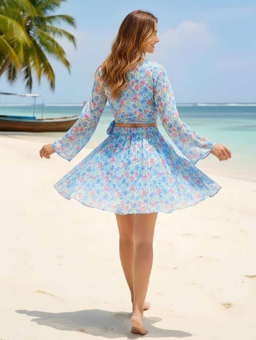 women floral print polyester top and skirt co-ords set - 22453349 -  Standard Image - 2