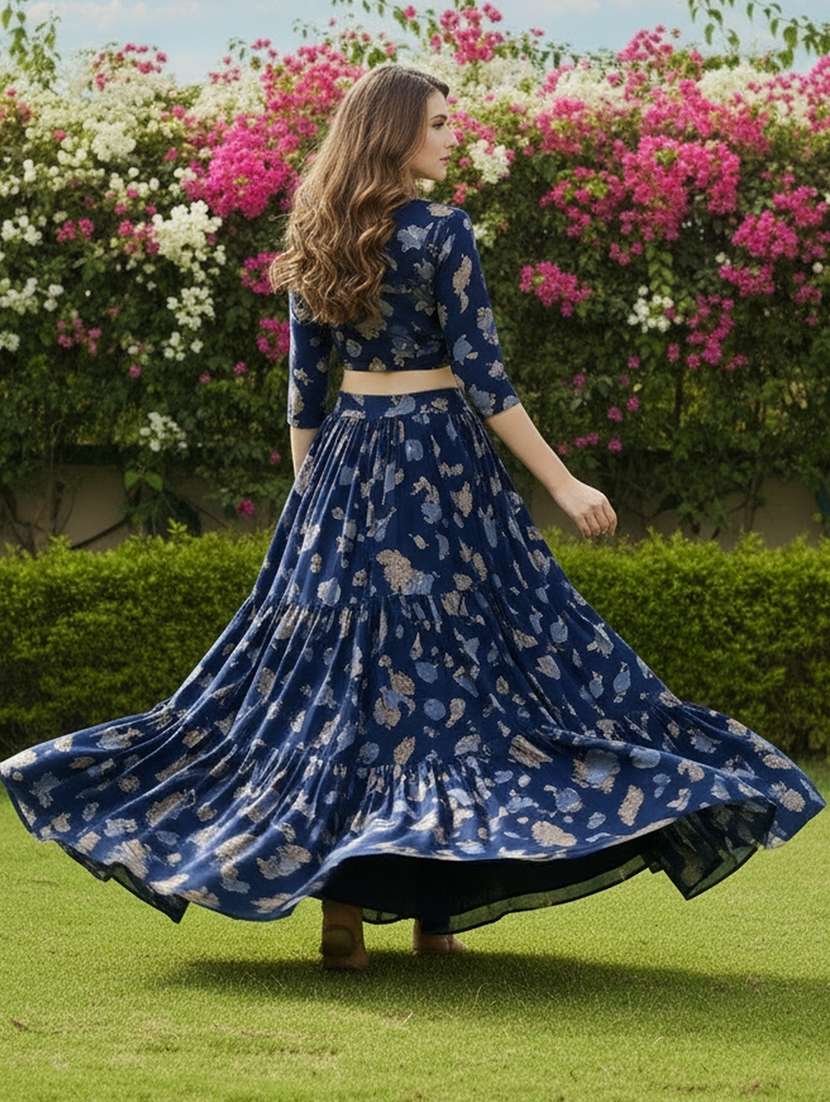 women printed cotton top and skirt set - 22453380 -  Standard Image - 2