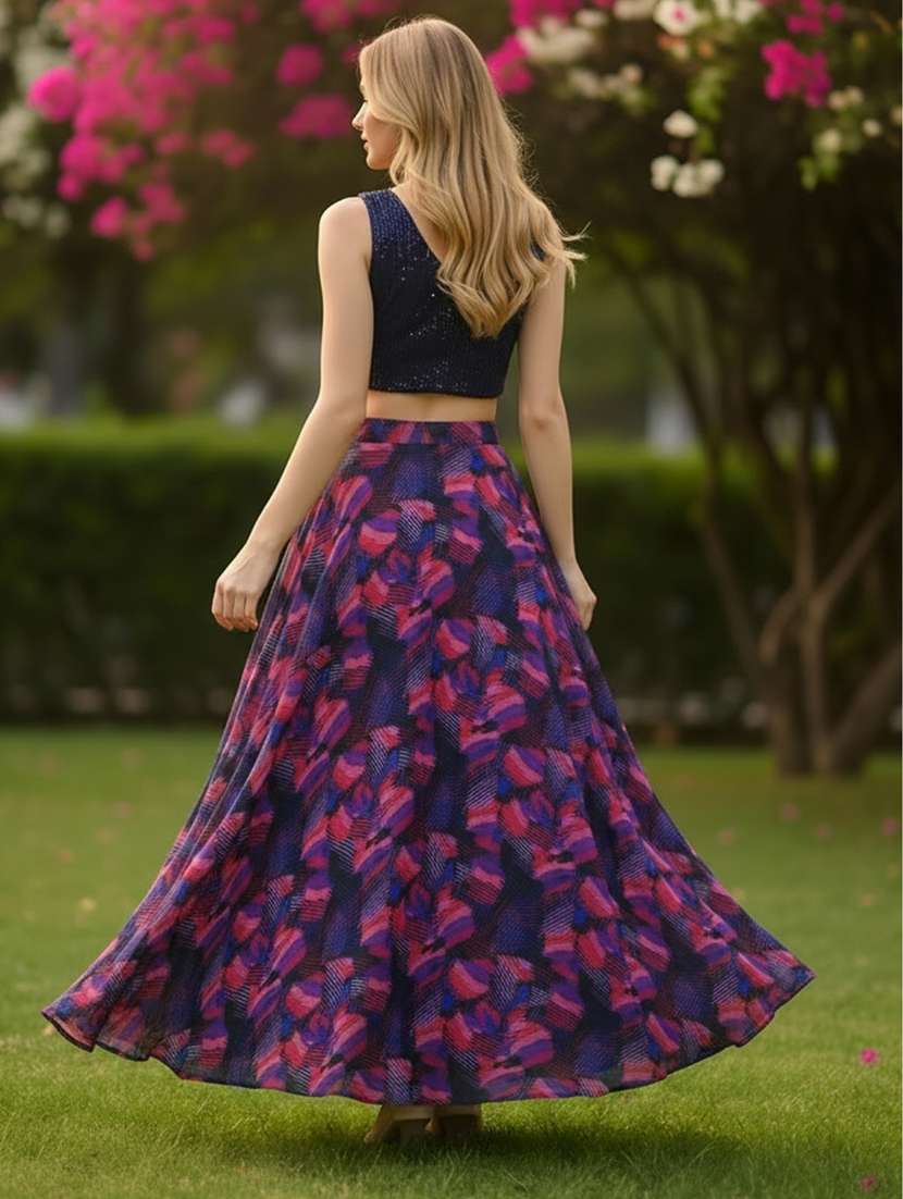 women printed polyester top and skirt set - 22453381 -  Standard Image - 2