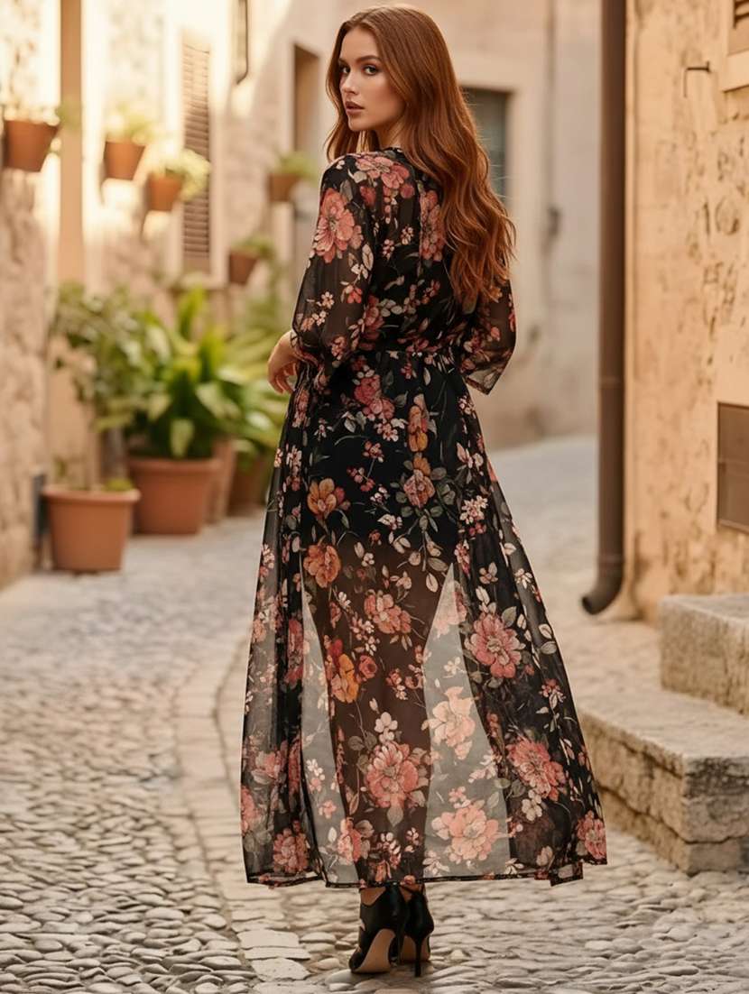 Women Floral Polyester Shrug - 22453387 -  Standard Image - 2