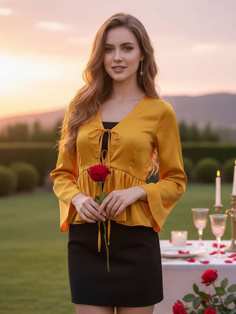 women yellow polyester regular shrug