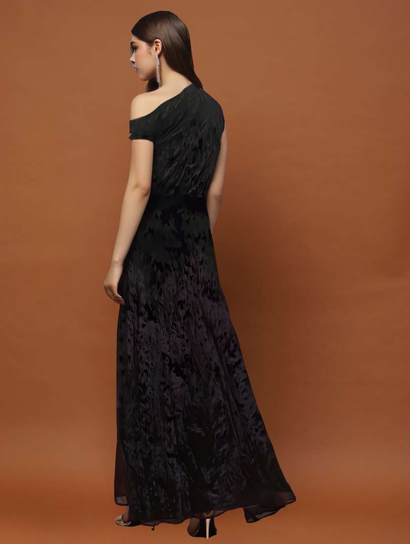 women black polyester fit & flare dress - 22453502 -  Standard Image - 2