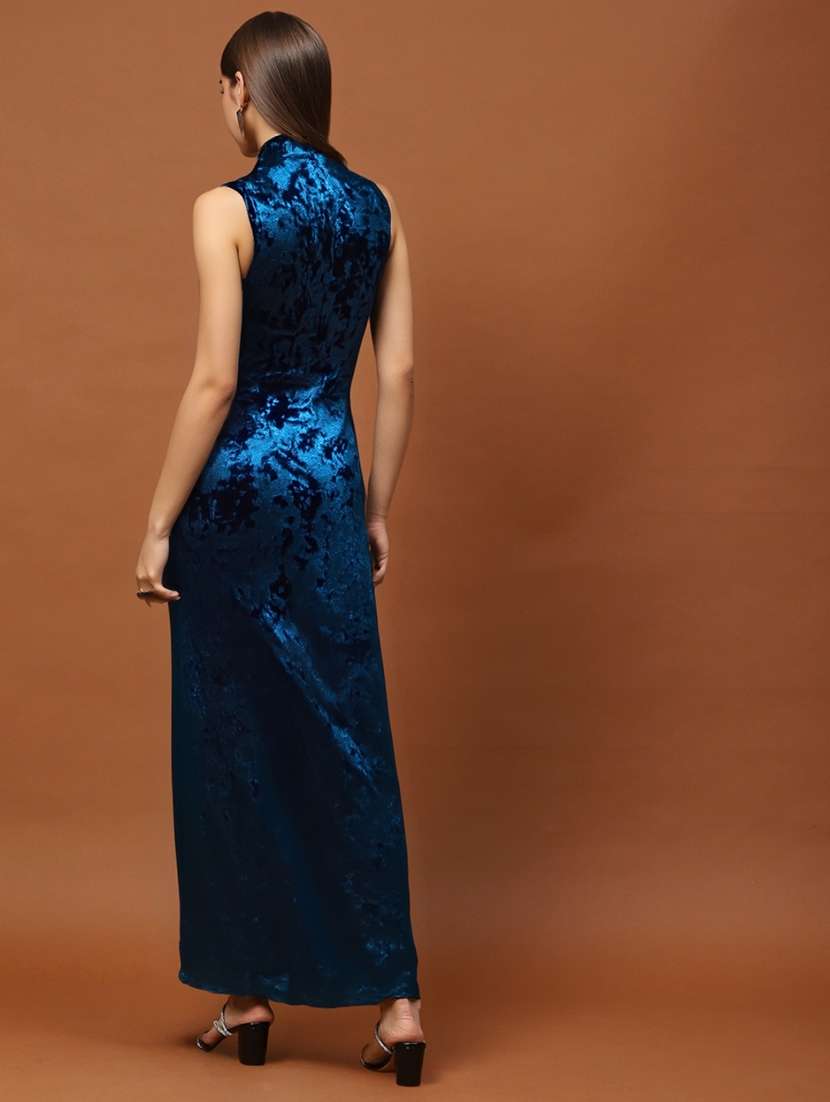 women blue polyester bodycon dress - 22453510 -  Standard Image - 2