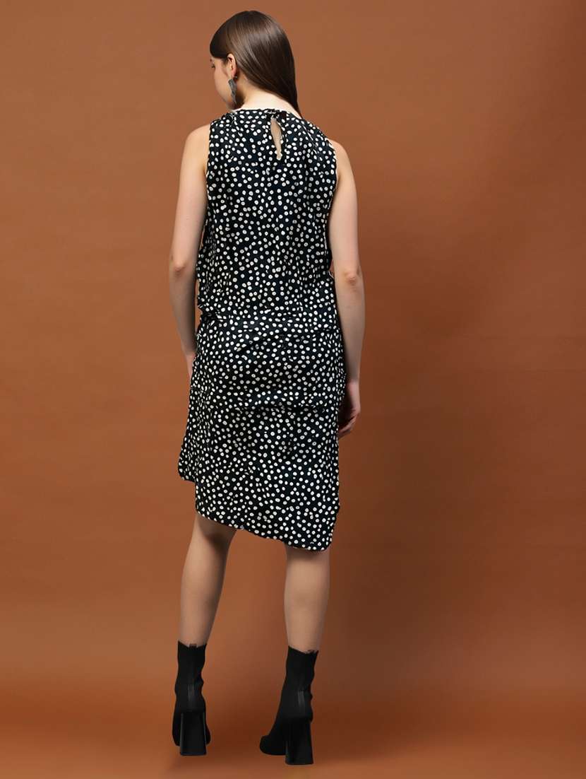 women printed cowl neck polyester a-line dress - 22453516 -  Standard Image - 2