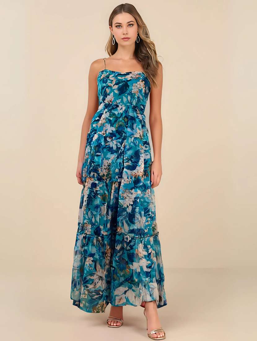 women floral print tiered shoulder strap maxi dress - 22453523 -  Standard Image - 2